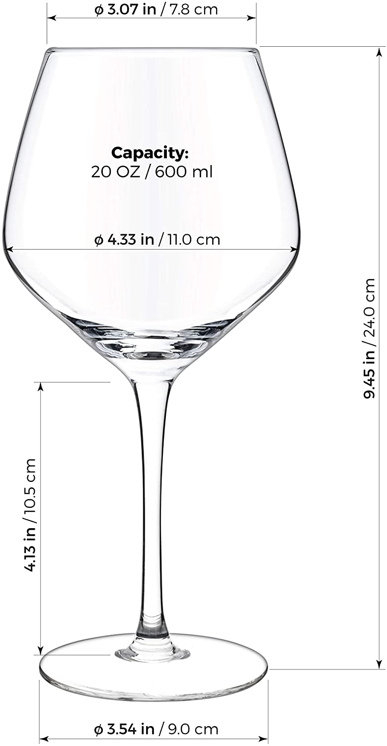 Luxbe - Red Wine Crystal Glasses Set of 4, 15.3 oz, Small - House of Pure  Vin