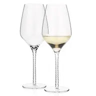 Luxbe Red White Wine Crystal Glasses Spiral Stem Set 4, 19oz