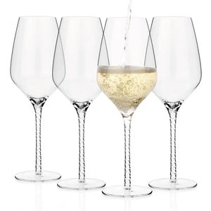 Luxbe Red White Wine Crystal Glasses Spiral Stem Set 4, 19oz