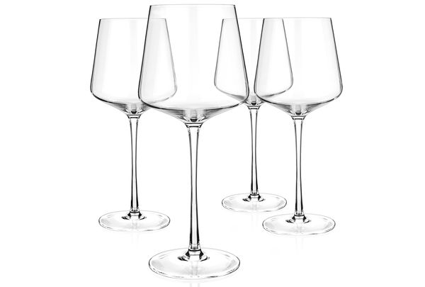 Luxbe - Red Wine Crystal Glasses Set of 4, 15.3 oz, Small - House